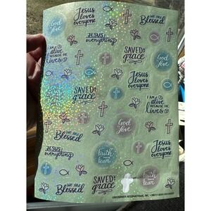 Vintage Greenbrier International Christian Faith Holographic Sticker Sheet 90s